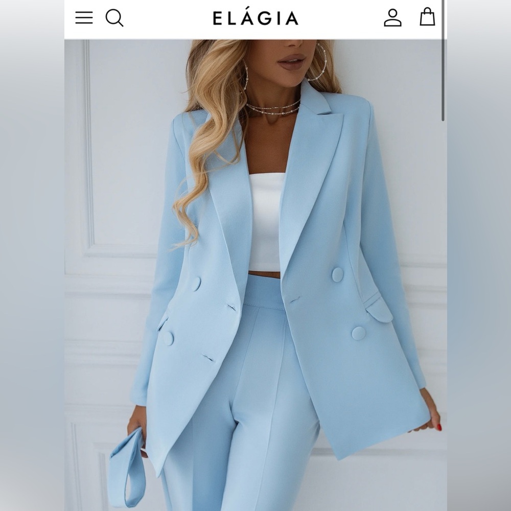Elagia double breasted sky blue suit